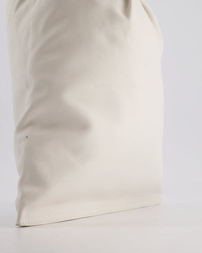 Bottega Veneta Large White Calfskin Leather Knot Clutch Bag