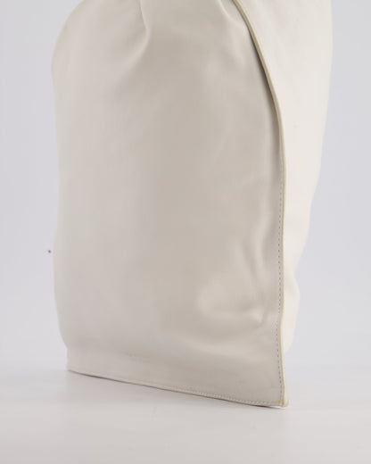 Bottega Veneta Large White Calfskin Leather Knot Clutch Bag