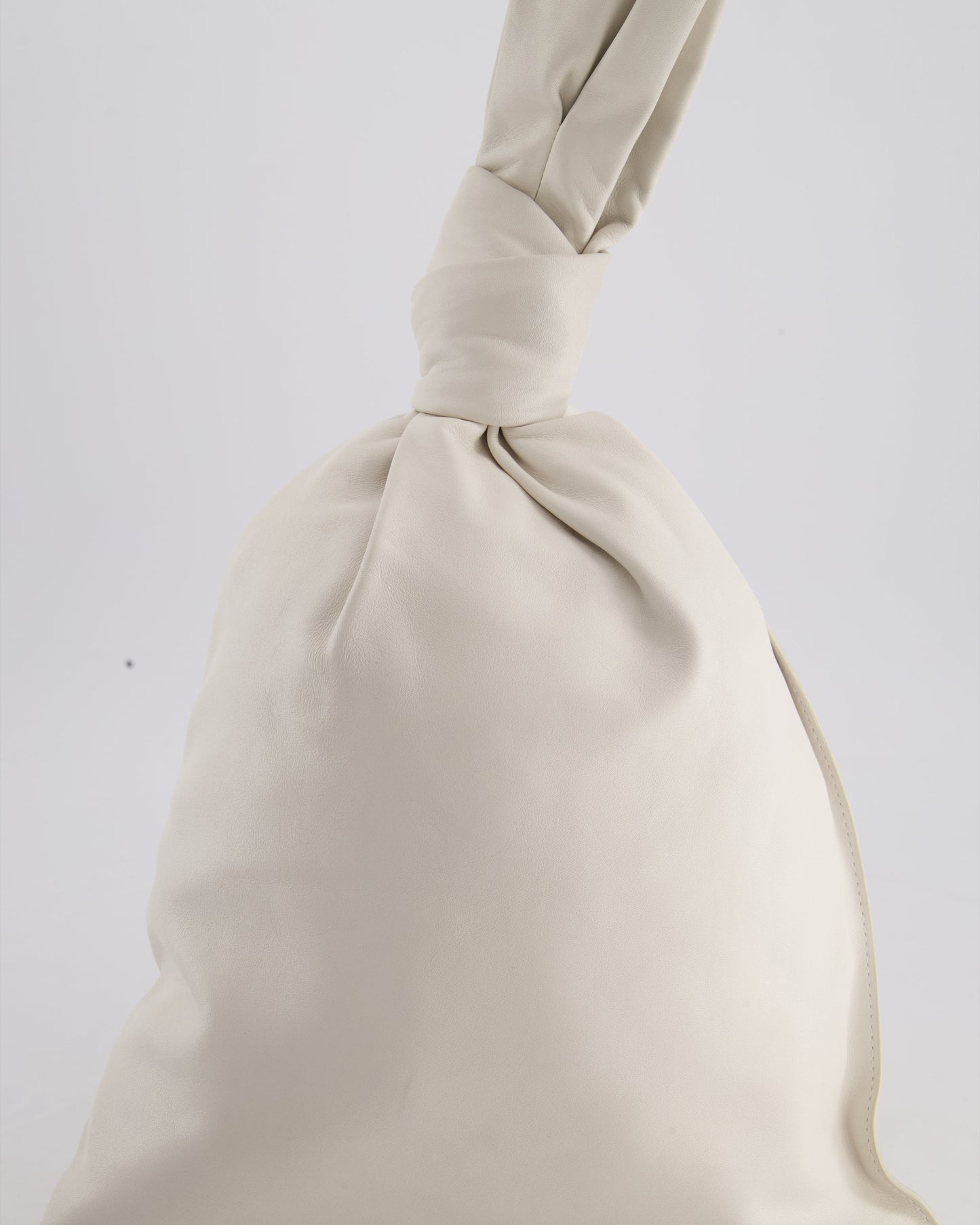 Bottega Veneta Large White Calfskin Leather Knot Clutch Bag