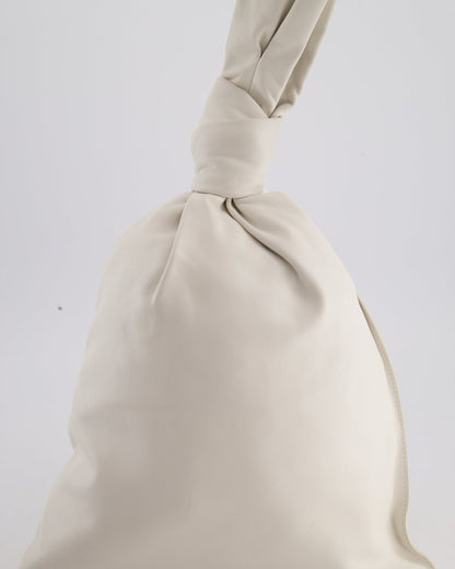 Bottega Veneta Large White Calfskin Leather Knot Clutch Bag
