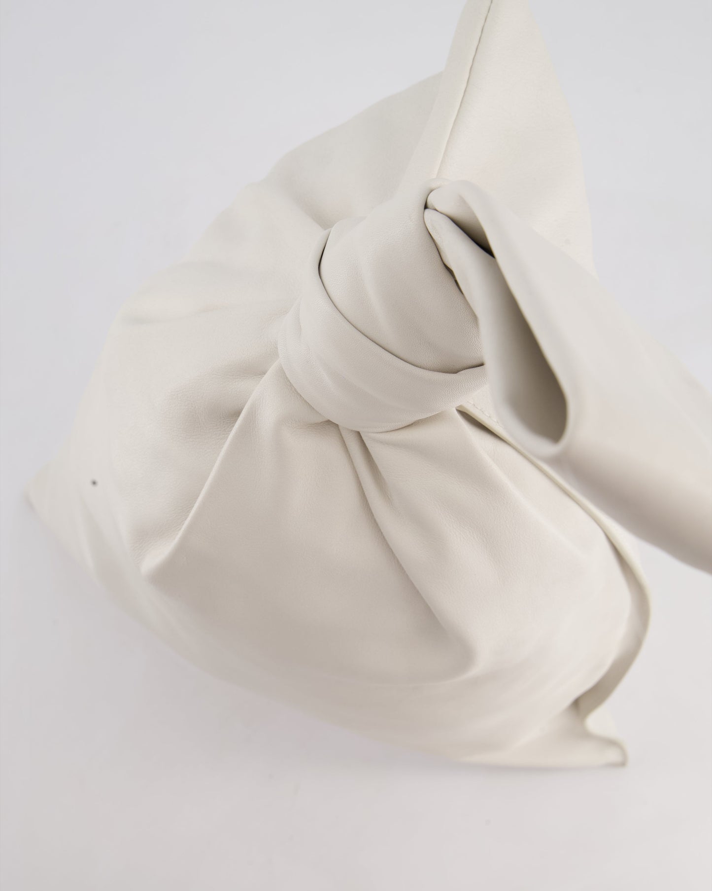 Bottega Veneta Large White Calfskin Leather Knot Clutch Bag