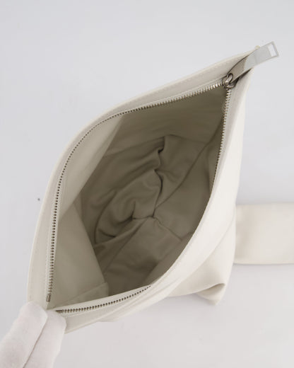 Bottega Veneta Large White Calfskin Leather Knot Clutch Bag