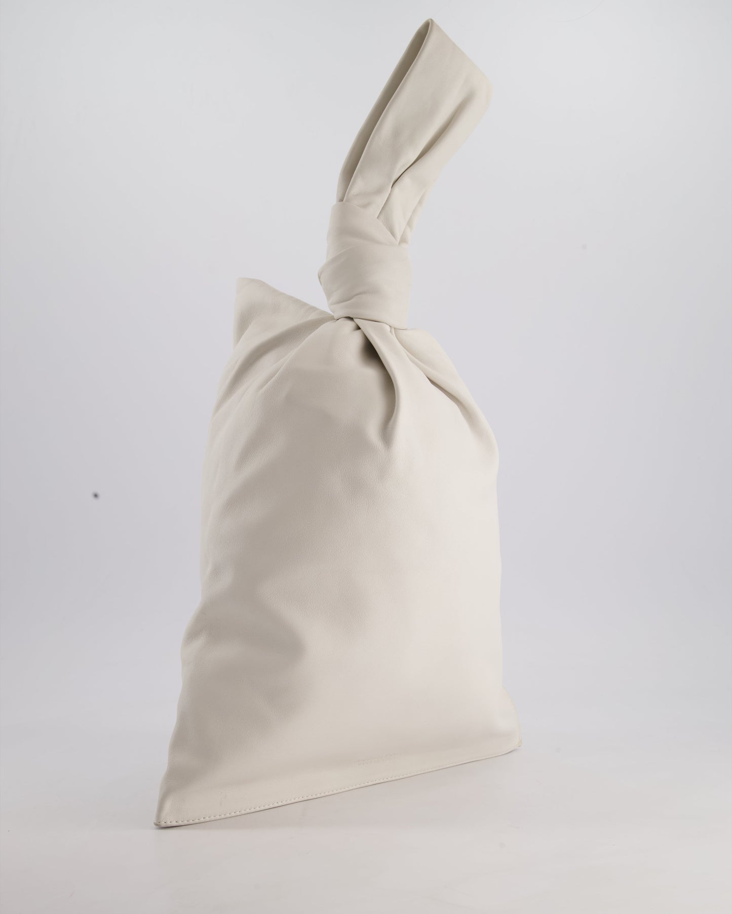 Bottega Veneta Large White Calfskin Leather Knot Clutch Bag