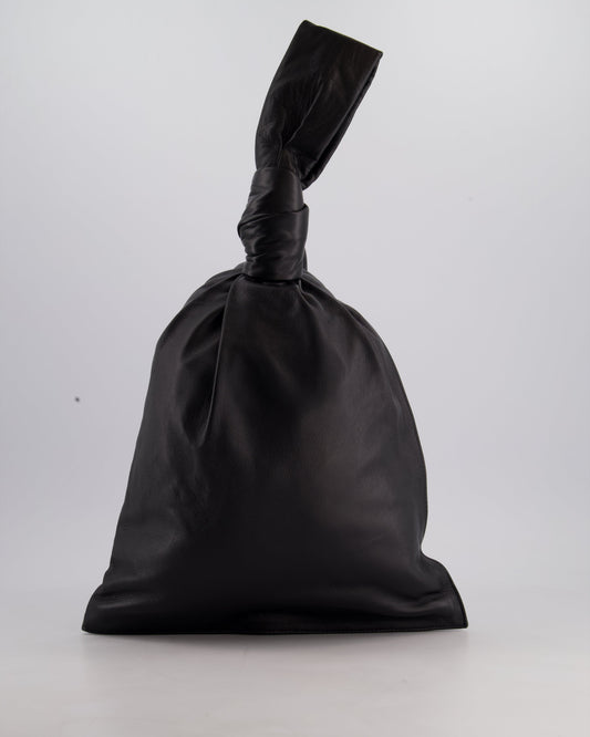 Bottega Veneta Large Black Calfskin Leather Knot Clutch Bag