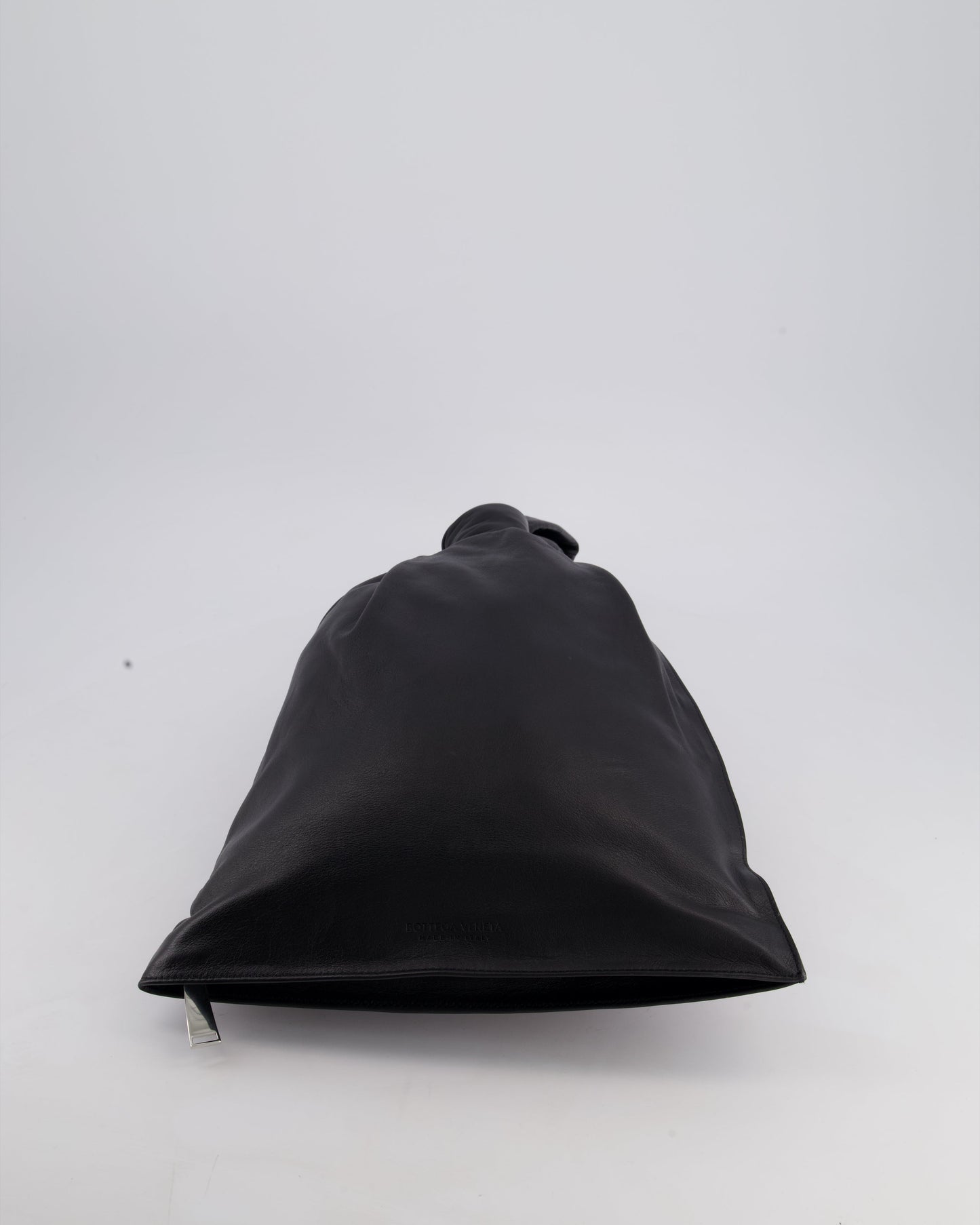 Bottega Veneta Large Black Calfskin Leather Knot Clutch Bag