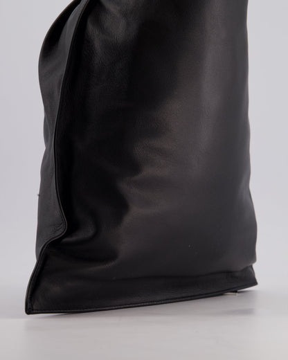 Bottega Veneta Large Black Calfskin Leather Knot Clutch Bag