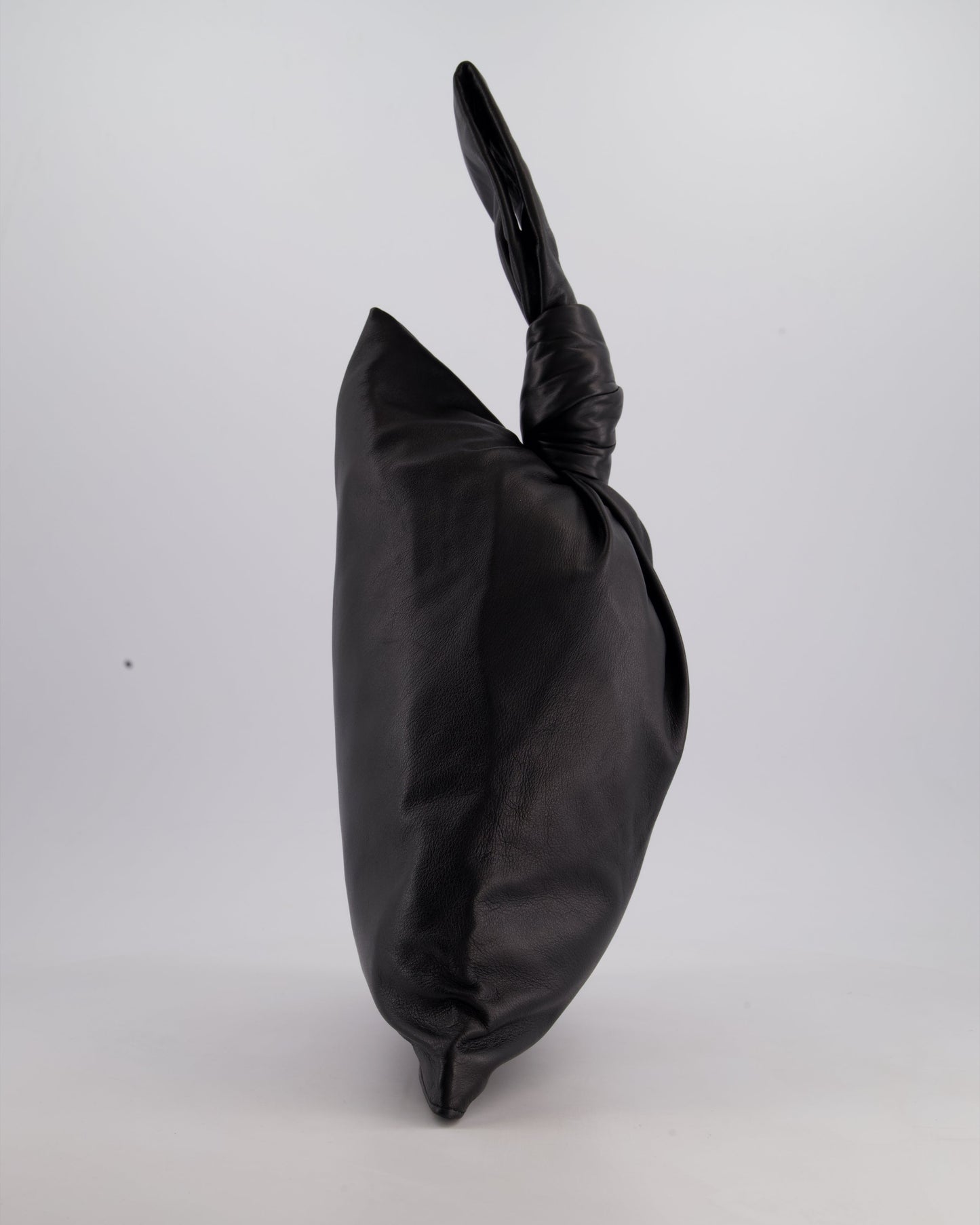 Bottega Veneta Large Black Calfskin Leather Knot Clutch Bag