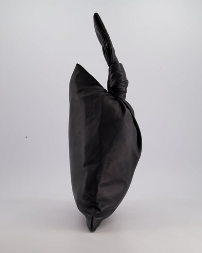 Bottega Veneta Large Black Calfskin Leather Knot Clutch Bag