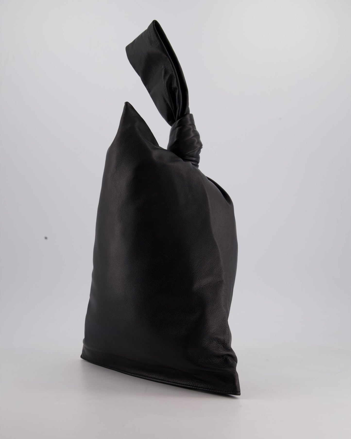 Bottega Veneta Large Black Calfskin Leather Knot Clutch Bag