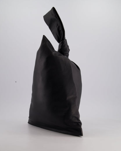 Bottega Veneta Large Black Calfskin Leather Knot Clutch Bag