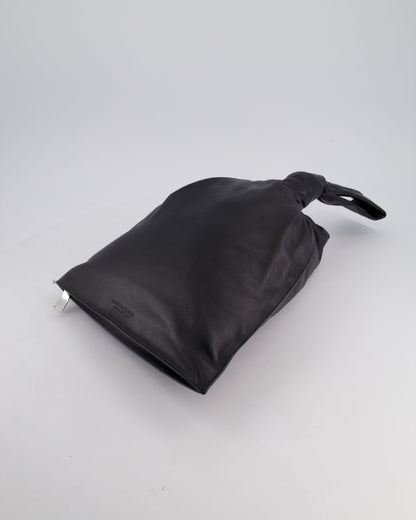 Bottega Veneta Large Black Calfskin Leather Knot Clutch Bag