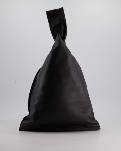Bottega Veneta Large Black Calfskin Leather Knot Clutch Bag
