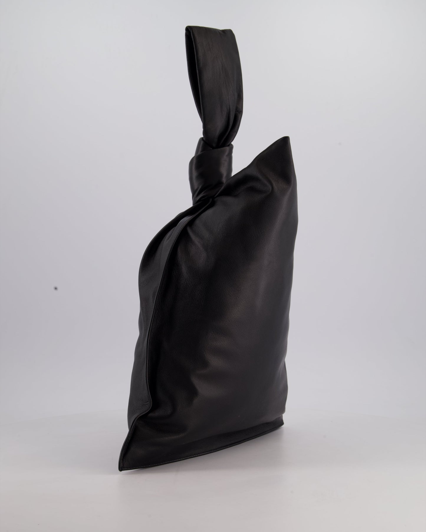 Bottega Veneta Large Black Calfskin Leather Knot Clutch Bag