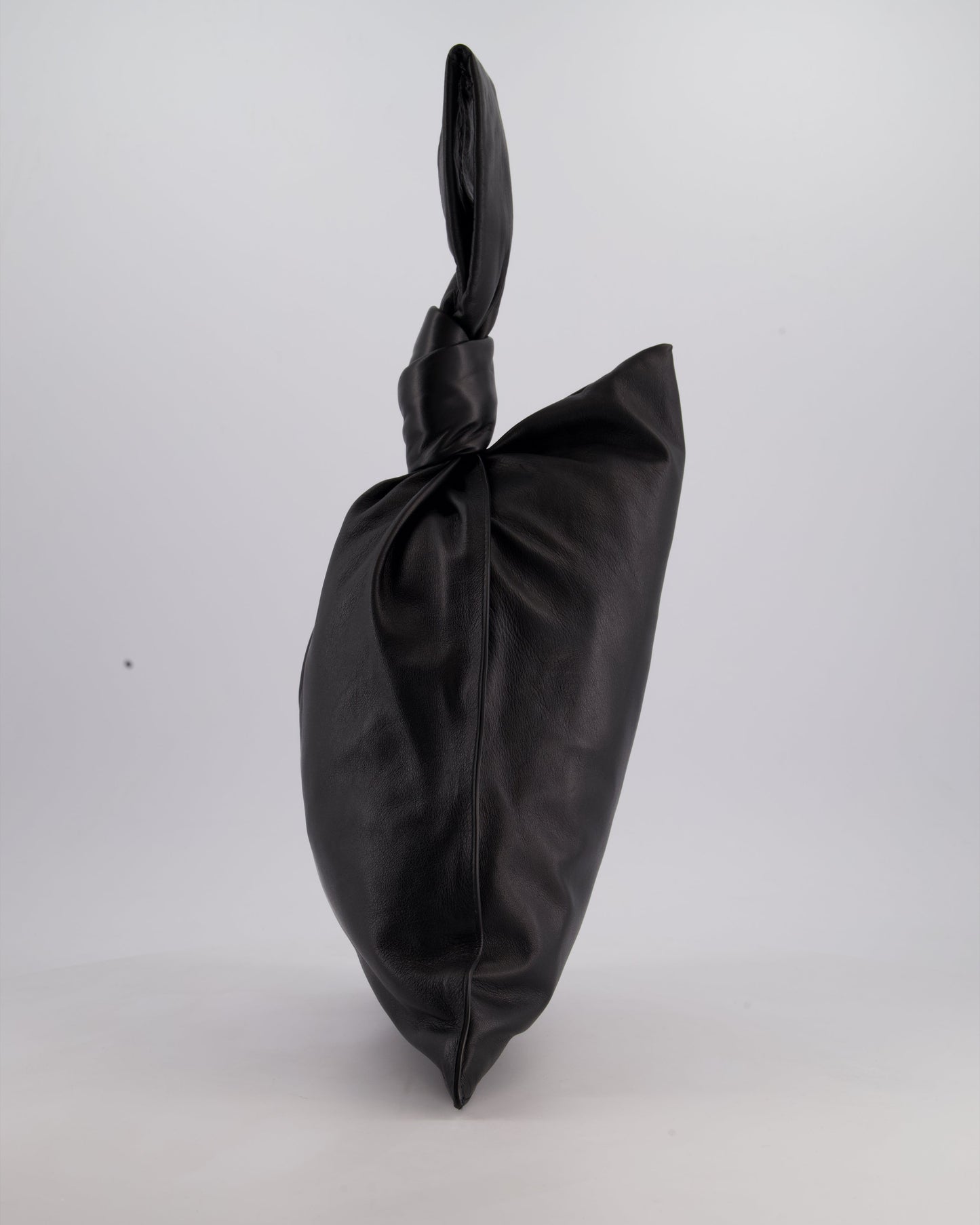 Bottega Veneta Large Black Calfskin Leather Knot Clutch Bag