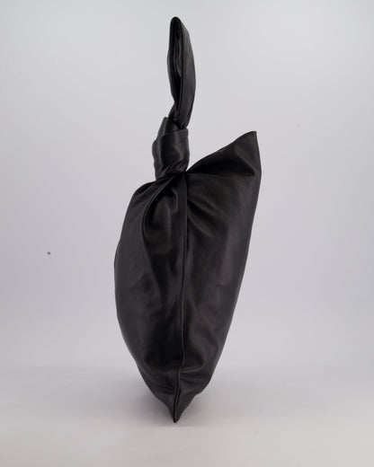Bottega Veneta Large Black Calfskin Leather Knot Clutch Bag
