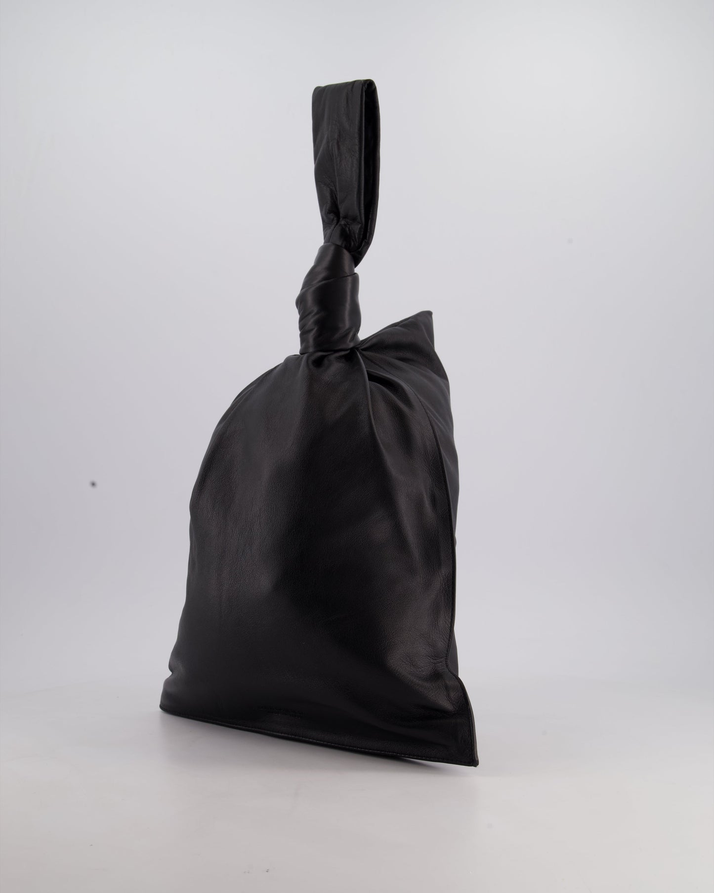 Bottega Veneta Large Black Calfskin Leather Knot Clutch Bag