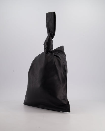 Bottega Veneta Large Black Calfskin Leather Knot Clutch Bag