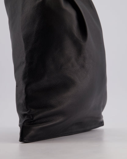 Bottega Veneta Large Black Calfskin Leather Knot Clutch Bag