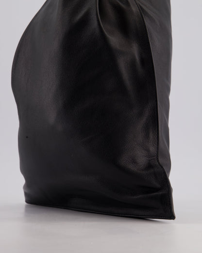 Bottega Veneta Large Black Calfskin Leather Knot Clutch Bag