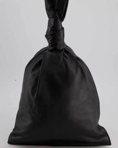 Bottega Veneta Large Black Calfskin Leather Knot Clutch Bag