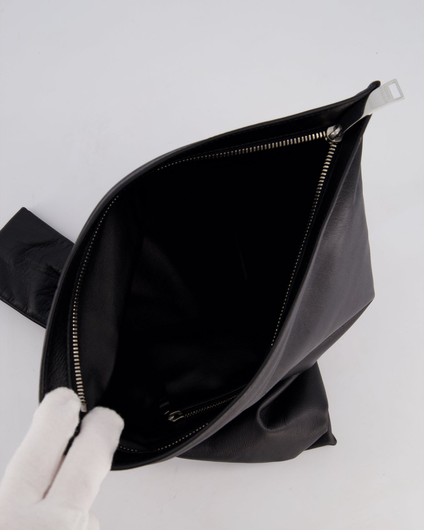 Bottega Veneta Large Black Calfskin Leather Knot Clutch Bag