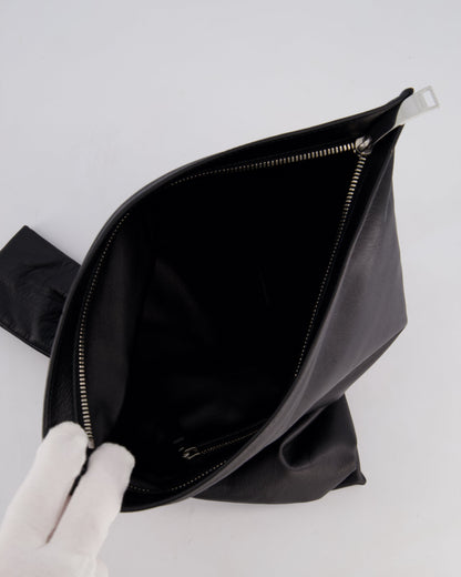 Bottega Veneta Large Black Calfskin Leather Knot Clutch Bag