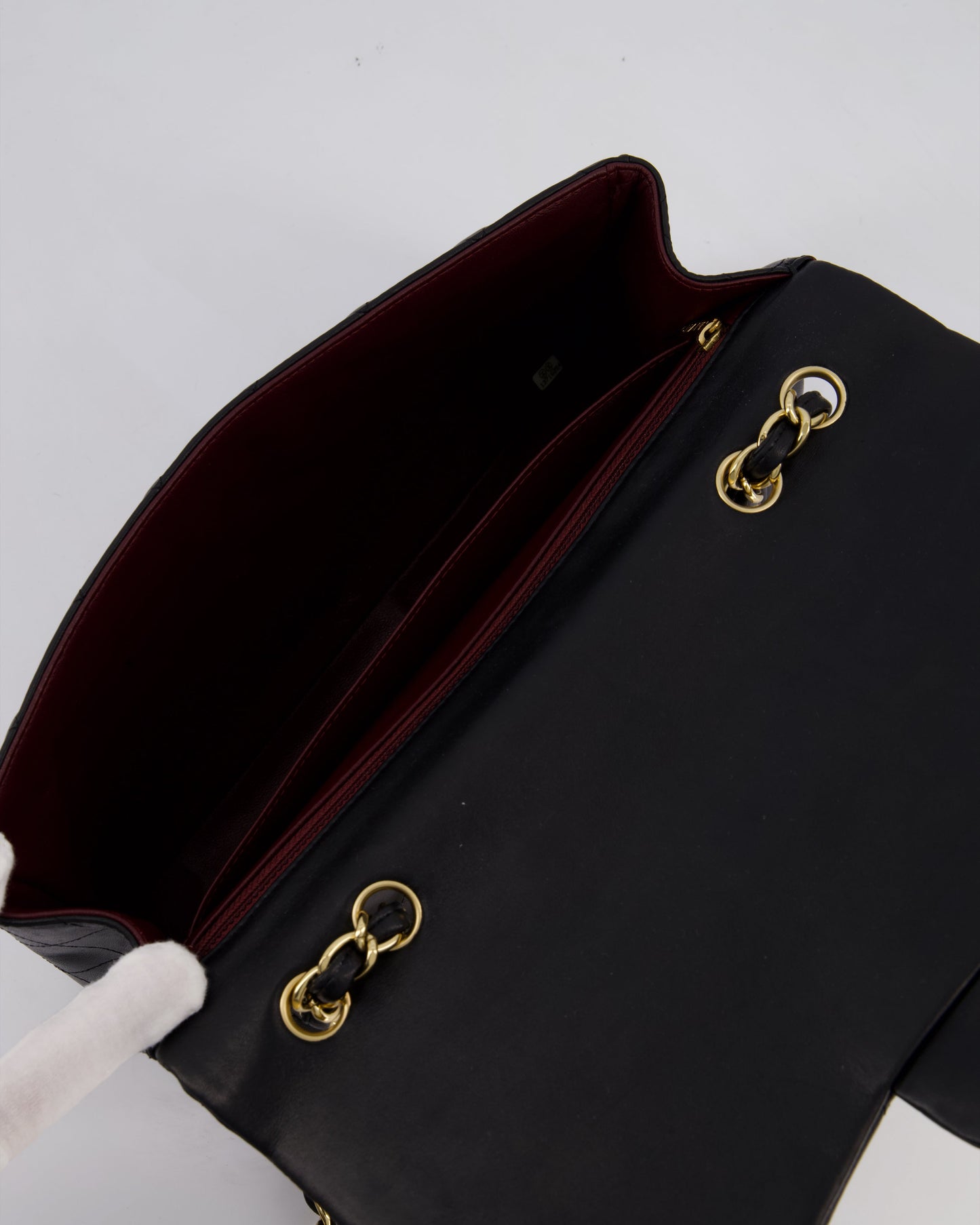 Chanel Black Jumbo Classic Single Flap Bag in Lambskin Leather with Gold Hardware