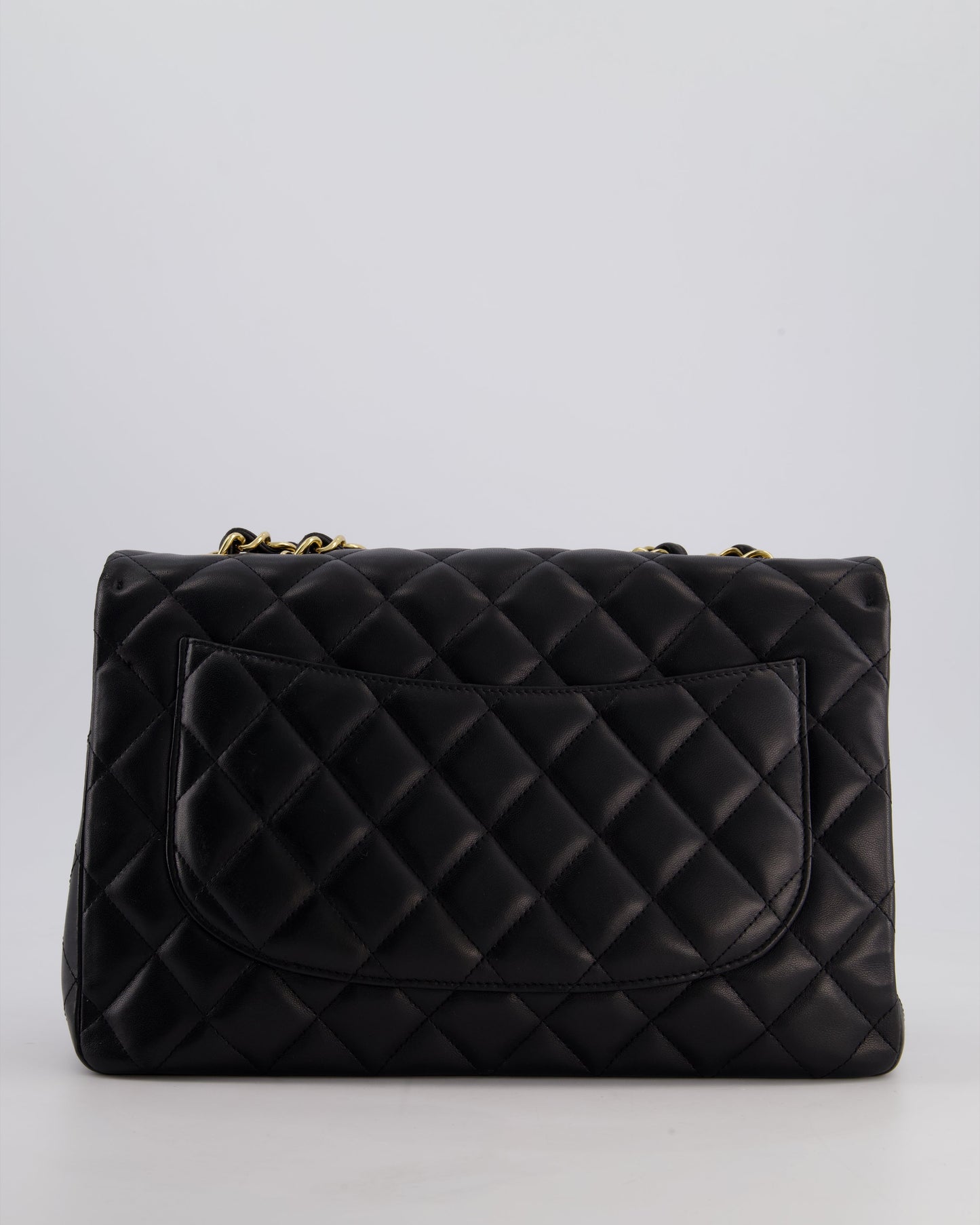 Chanel Black Jumbo Classic Single Flap Bag in Lambskin Leather with Gold Hardware