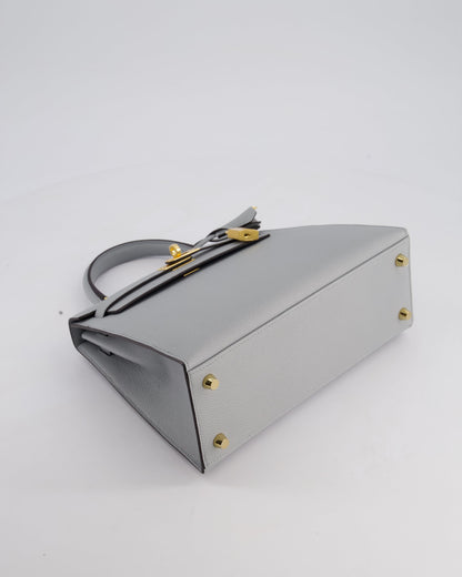 Hermès Kelly 25cm Bag in Bleu Glacier Epsom Leather with Gold Hardware