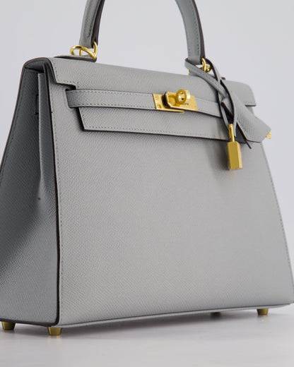 Hermès Kelly 25cm Bag in Bleu Glacier Epsom Leather with Gold Hardware