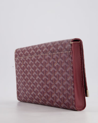Goyard Burgundy Monte Carlo Canvas Clutch Bag with Silver Hardware