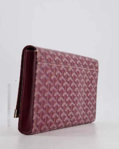 Goyard Burgundy Monte Carlo Canvas Clutch Bag with Silver Hardware