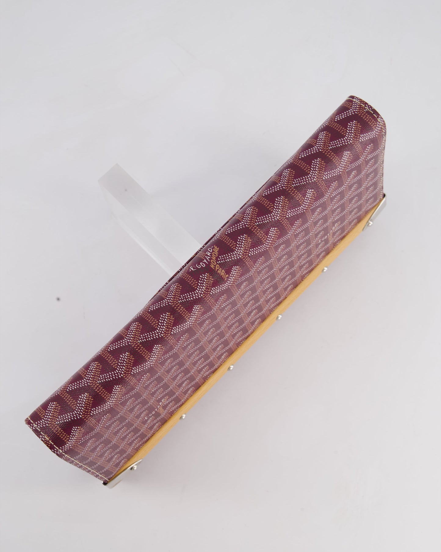 Goyard Burgundy Monte Carlo Canvas Clutch Bag with Silver Hardware