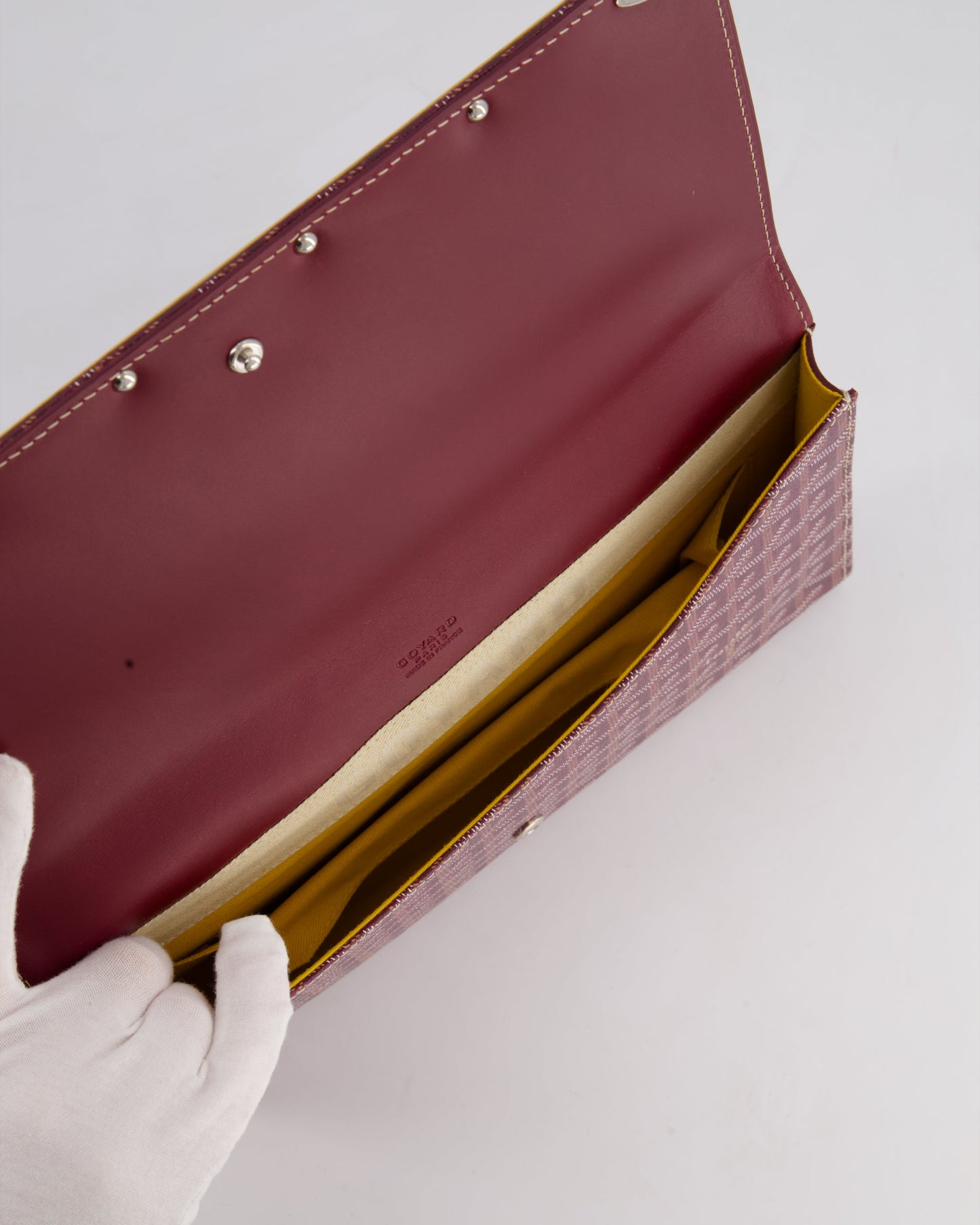 Goyard Burgundy Monte Carlo Canvas Clutch Bag with Silver Hardware