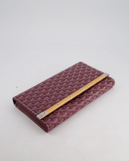 Goyard Burgundy Monte Carlo Canvas Clutch Bag with Silver Hardware
