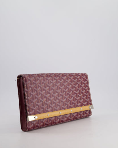 Goyard Burgundy Monte Carlo Canvas Clutch Bag with Silver Hardware
