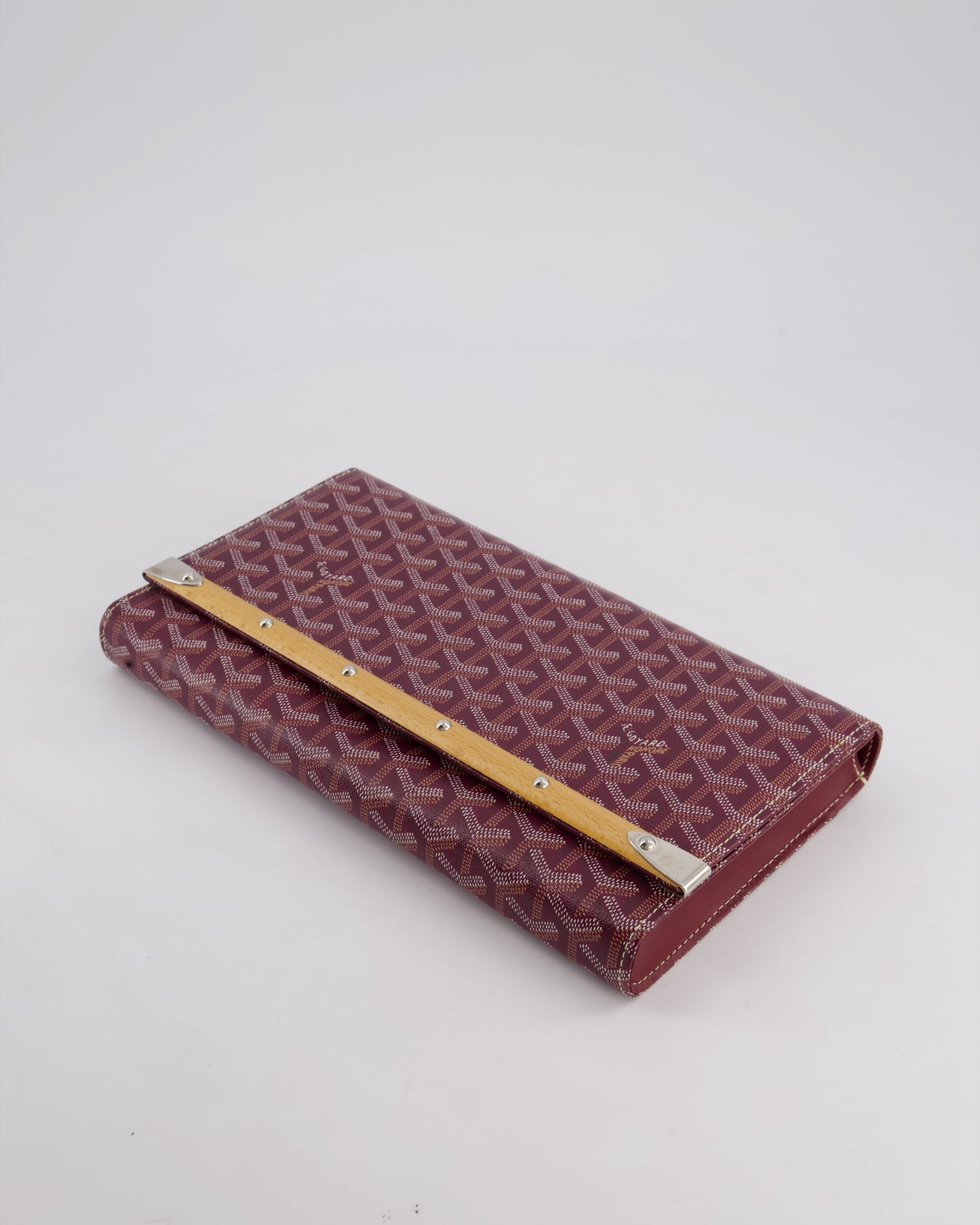 Goyard Burgundy Monte Carlo Canvas Clutch Bag with Silver Hardware