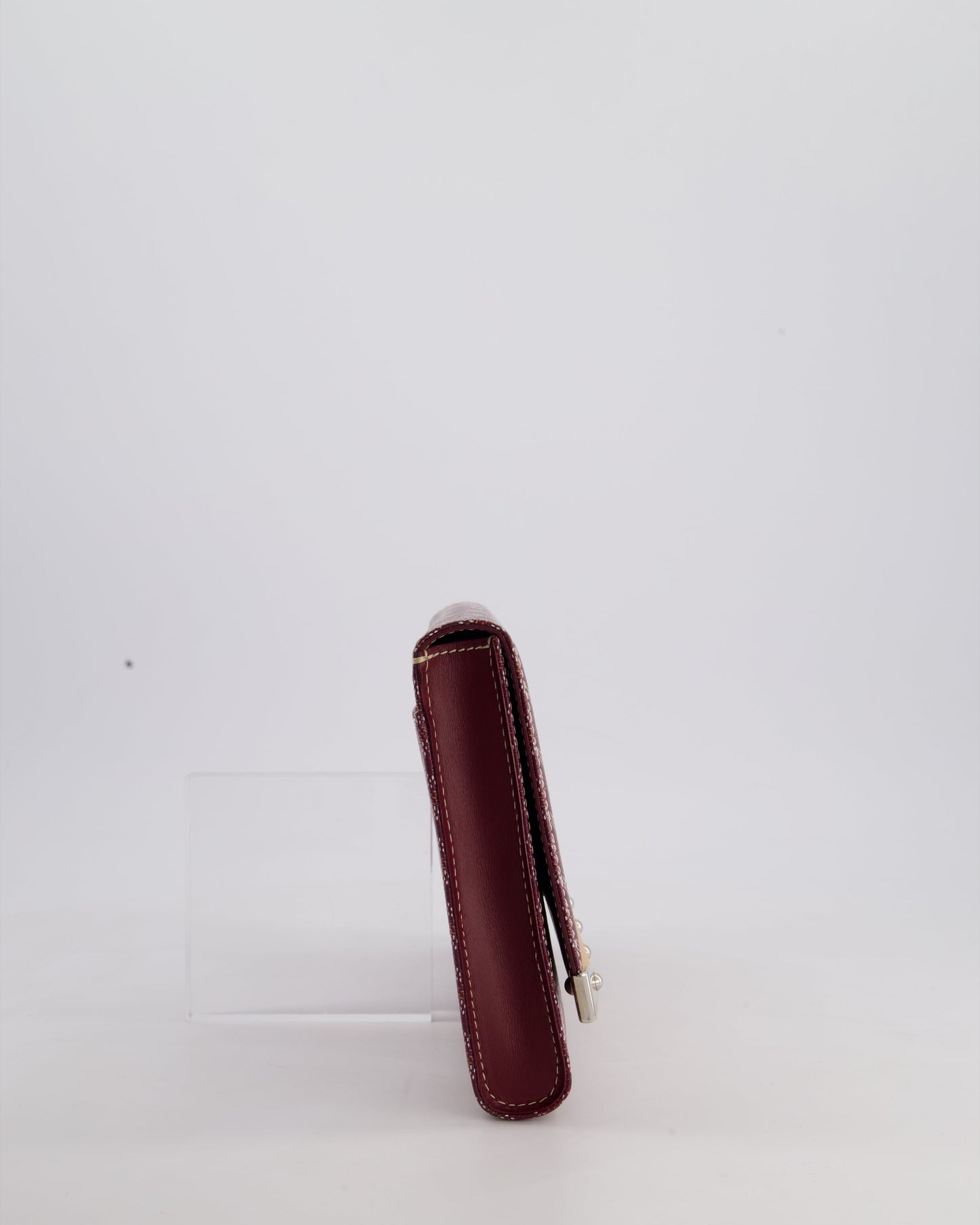 Goyard Burgundy Monte Carlo Canvas Clutch Bag with Silver Hardware