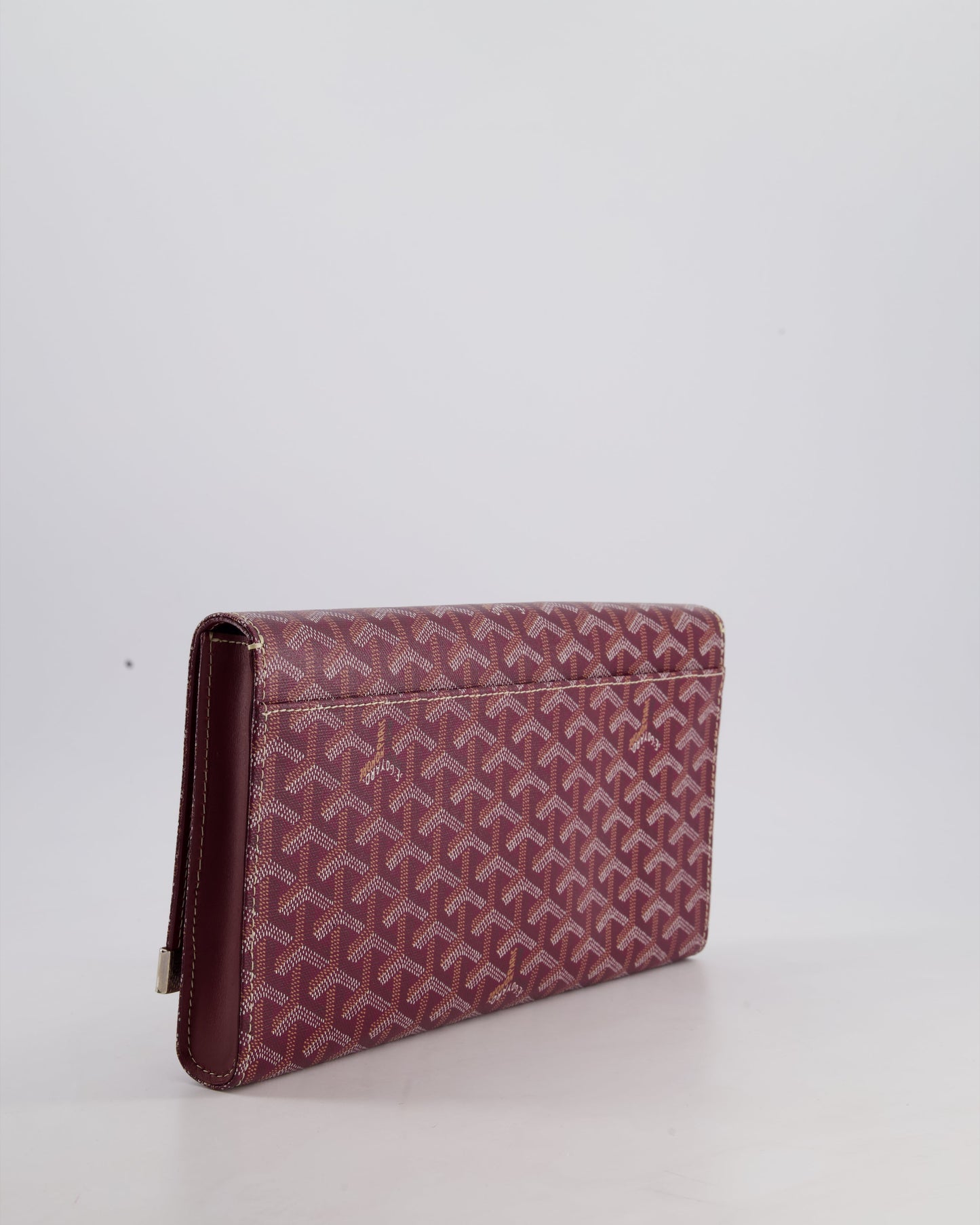 Goyard Burgundy Monte Carlo Canvas Clutch Bag with Silver Hardware