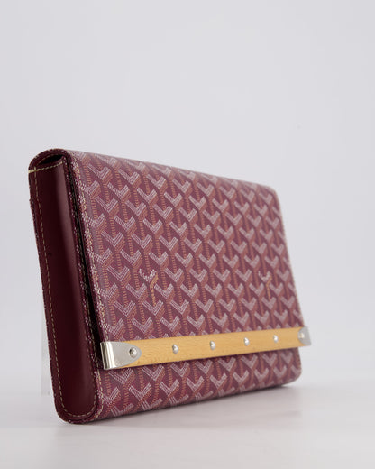 Goyard Burgundy Monte Carlo Canvas Clutch Bag with Silver Hardware