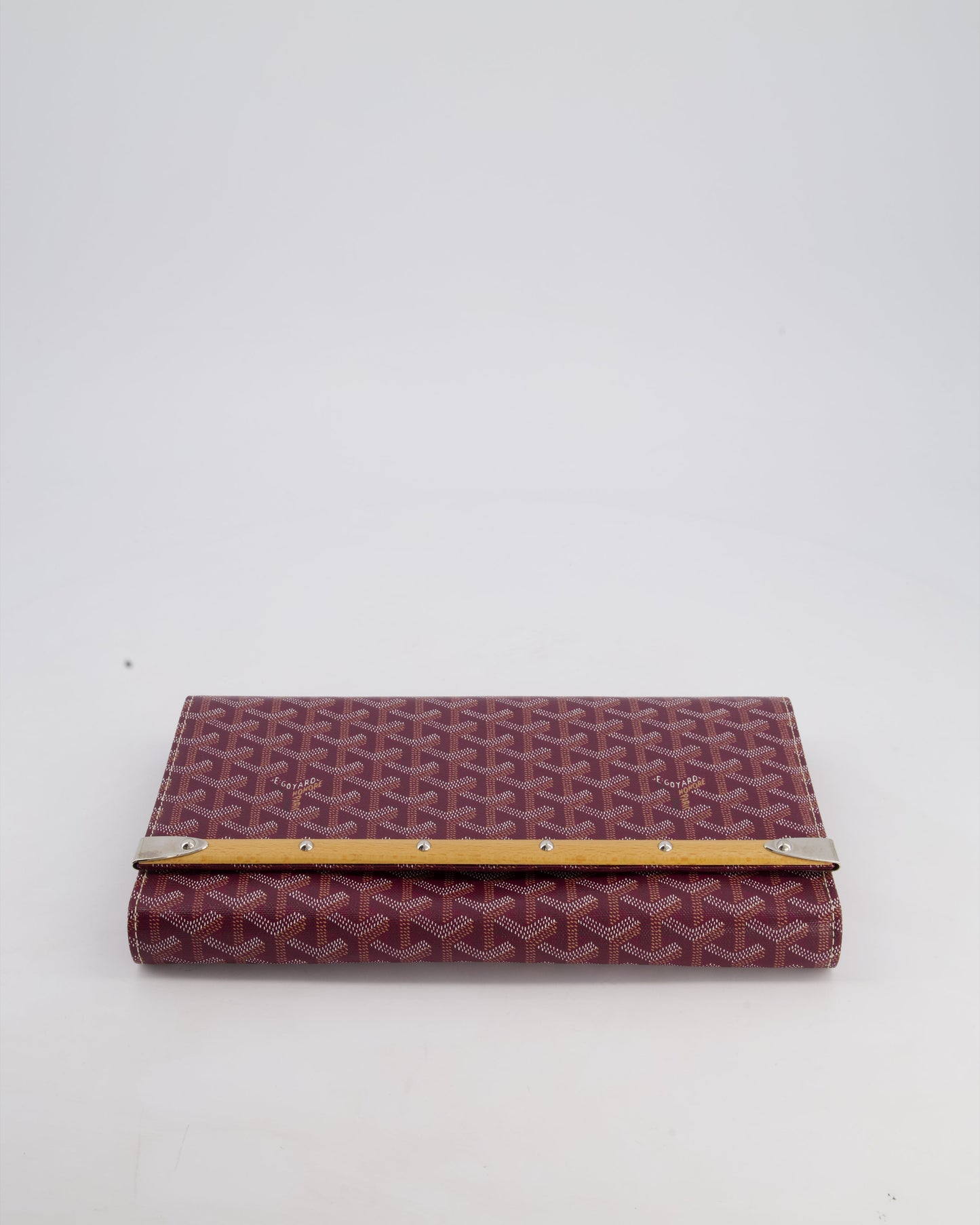 Goyard Burgundy Monte Carlo Canvas Clutch Bag with Silver Hardware