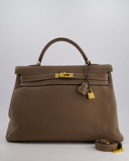 Hermès Kelly 35cm Bag in Etoupe Togo Leather with Gold Hardware