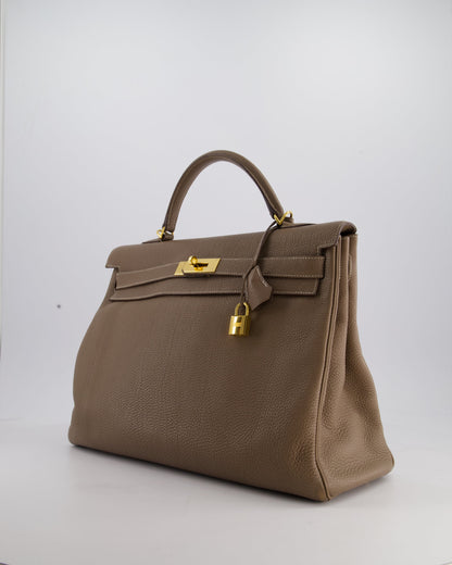 Hermès Kelly 35cm Bag in Etoupe Togo Leather with Gold Hardware