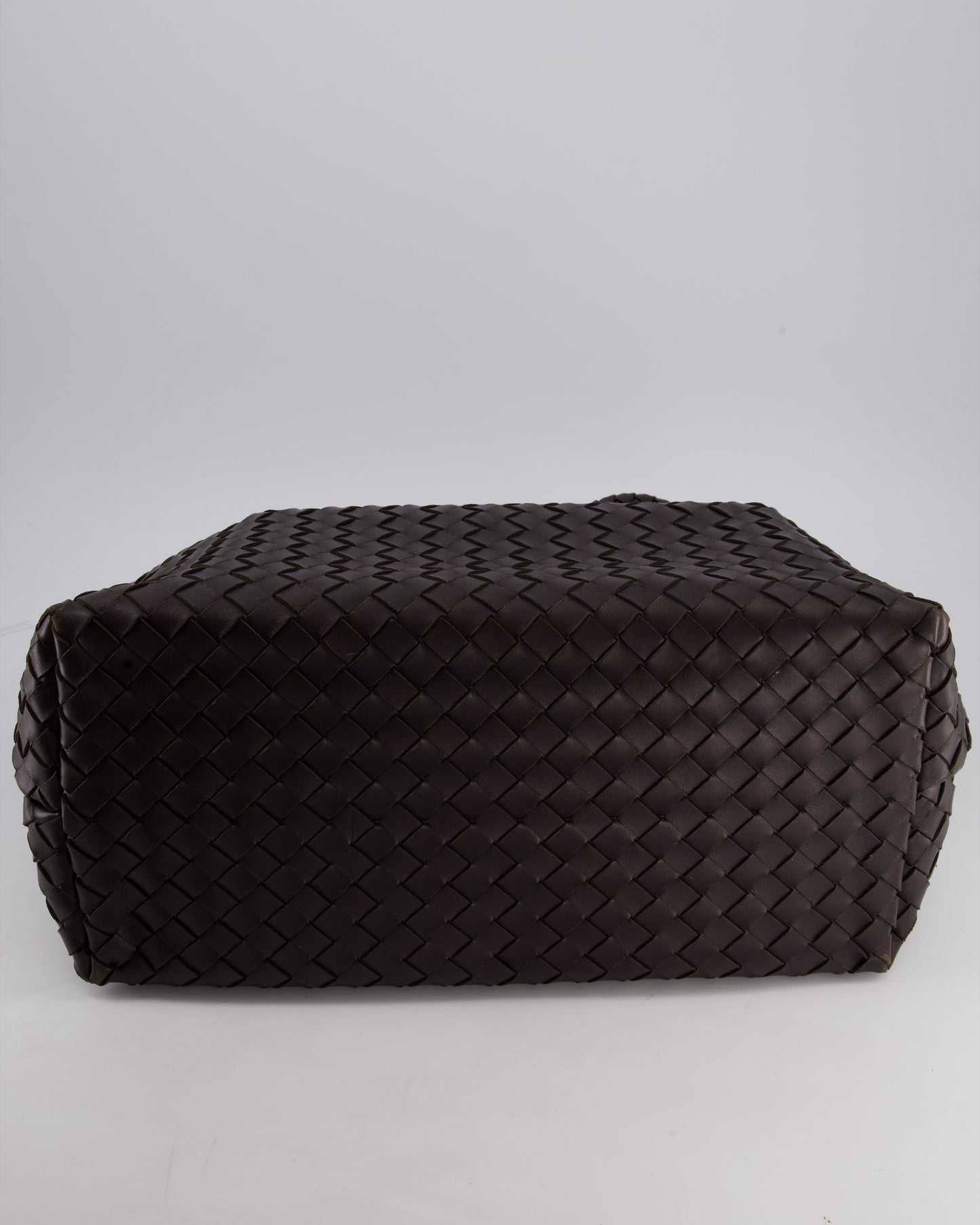 Bottega Veneta Brown Andiamo Large Intrecciato Leather Top Handle Bag with Sliding Cross-Body and Gold Knot Hardware RRP £6,090