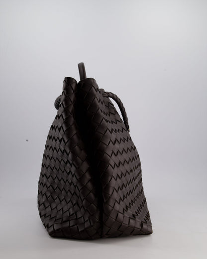 Bottega Veneta Brown Andiamo Large Intrecciato Leather Top Handle Bag with Sliding Cross-Body and Gold Knot Hardware RRP £6,090