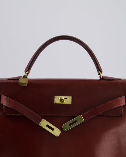 *FIRE PRICE* Hermès Vintage Kelly 32cm Bag in Rouge H Box Leather with Gold Hardware