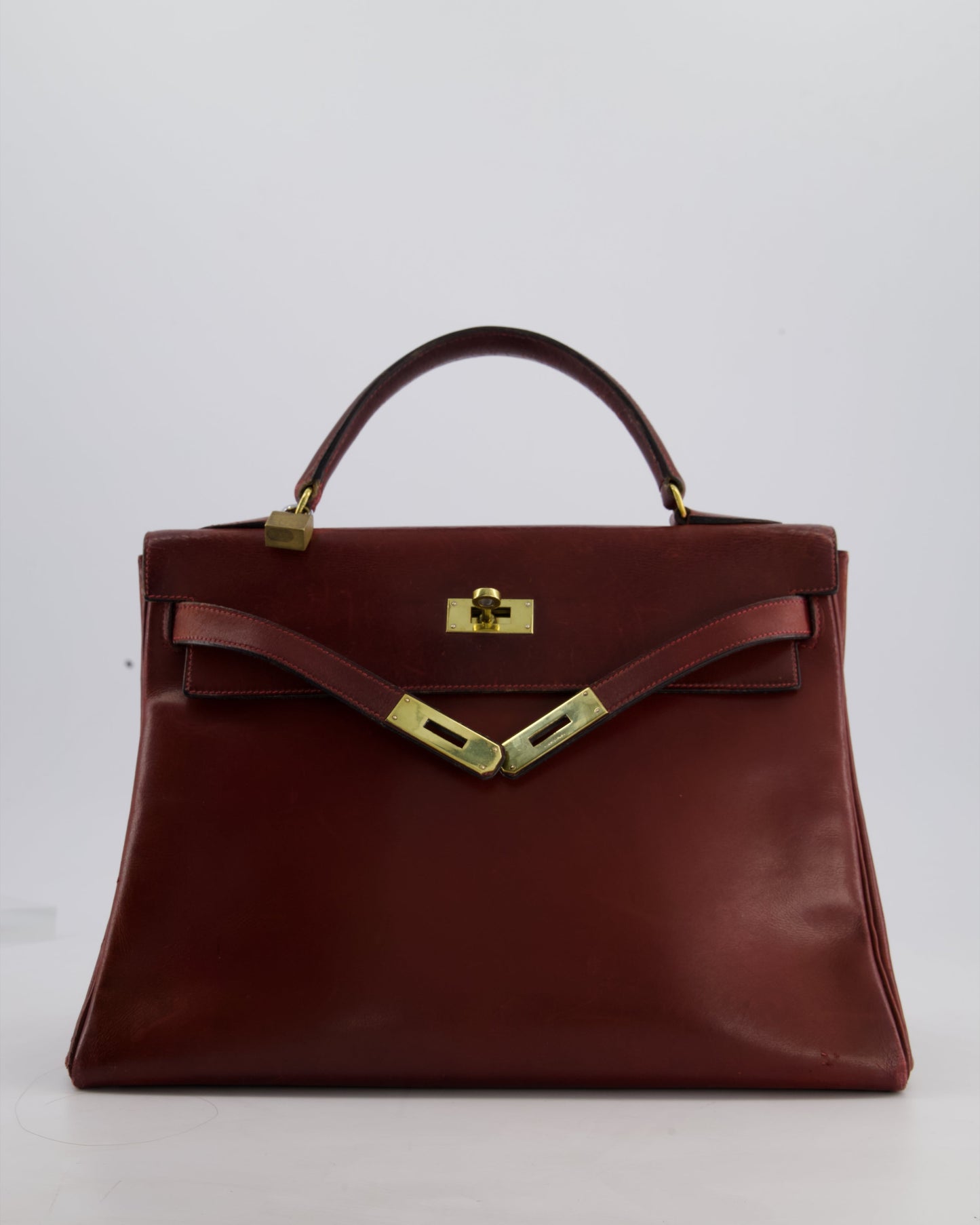 *FIRE PRICE* Hermès Vintage Kelly 32cm Bag in Rouge H Box Leather with Gold Hardware