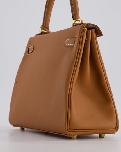 Hermès Kelly 25cm Retourne Bag in Gold Swift Leather with Gold Hardware
