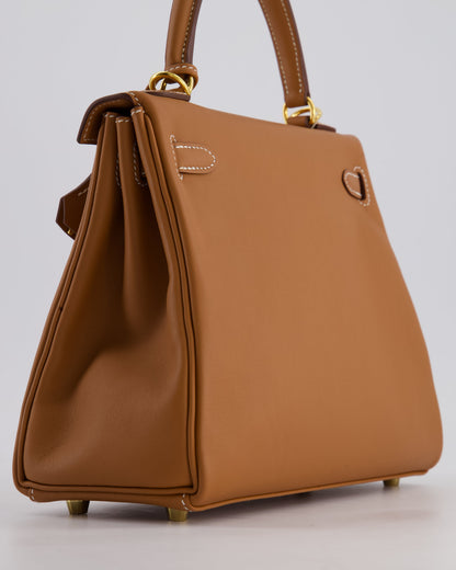 Hermès Kelly 25cm Retourne Bag in Gold Swift Leather with Gold Hardware
