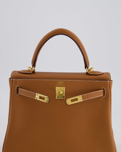 Hermès Kelly 25cm Retourne Bag in Gold Swift Leather with Gold Hardware